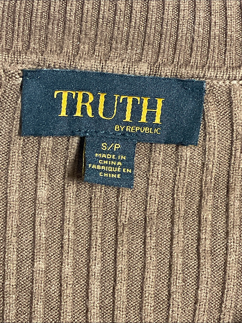 Truth by Republic Brown Ribbed Knit Collared Button Cardigan Top Size S - Picture 6 of 8
